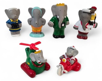 Set of Vintage Wooden Bookends Babar the Elephant Childhood