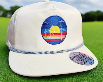 Wind Turbine Sunrise Golf Hat
