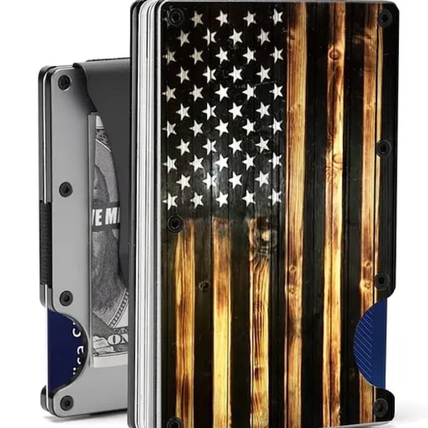 U.S. American flag minimalist wallet/ Wallet for men/ Credit Card Holder/ Money Clip/ Slim Wallet