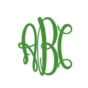 May include: Green monogram with the letters ABC intertwined.