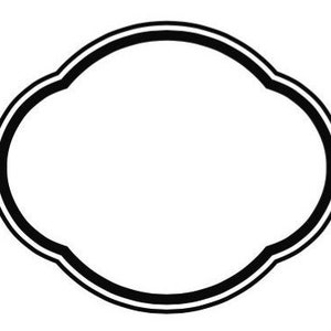May include: A black and white decorative frame with a rounded, cloud-like shape.