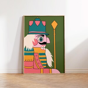 Nutcracker, Christmas Inspired Pink and Green Print