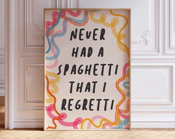 Colourful Spaghetti Print, Kitchen Prints, Kitchen Wall Art, Prints Wall Art Trendy, Kitchen Art, Aesthetic Decor, Colourful Kitchen Art