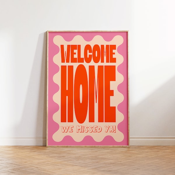 Welcome Home Print, Home Decor, Retro Wall Art, Prints Wall Art, Trendy Print, Kitchen Print, Retro Print, Wall Art Prints Trendy, Unframed