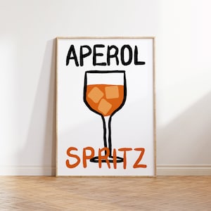 Aperol Spritz Prints | Cocktail Print | Kitchen Prints | Gallery Wall Print | Unframed Prints | Retro Wall Art | A5 A4 A3 A2 A1