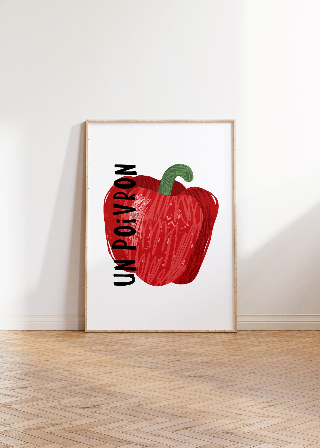 Pepper in French Print, Kitchen Print, Kitchen Art, Vegetable, Kitchen