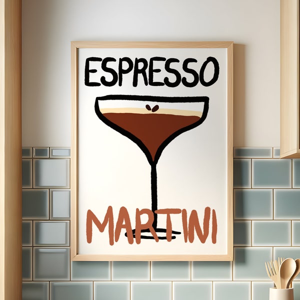 Espresso Martini Print | Cocktail Print | Kitchen Prints | Gallery Wall Print | Unframed Prints | Bar Dining Room Living Room Poster