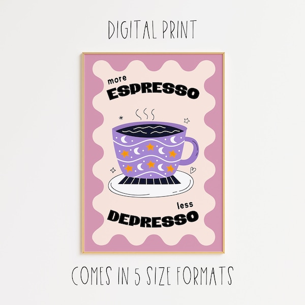 PRINTABLE More Espresso Print, Retro Wall Art, Kitchen Print, Prints for Kitchen, Retro Wall Decor, Witchy Decor, Trendy Wall Art, Digital