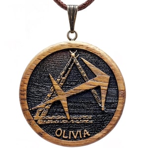 Personalized Handmade Wooden Sagittarius Necklace with Name, Sagittarius, Birthday Necklace, Horoscope Necklace, Gifts for Her, Gift for Him