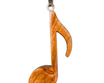Ciondolo a forma di nota musicale in legno fatto a mano – Legno naturale, gioiello artistico, regalo per musicisti
