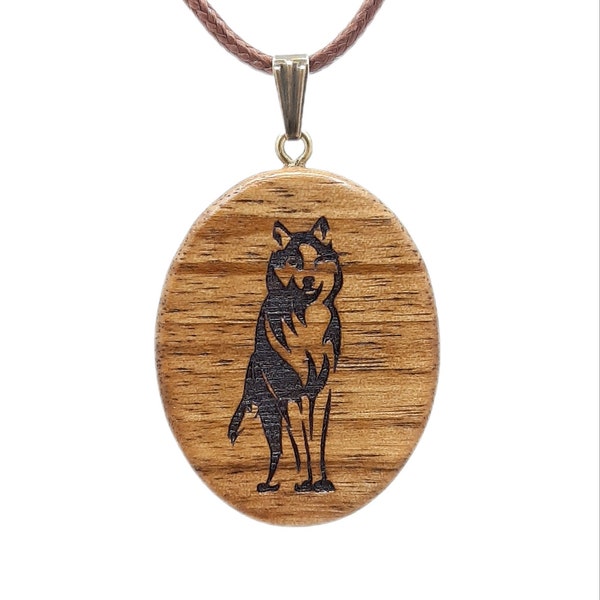 Wood Carved Wolf Necklace Female Male Pendant White Wolf Lone Wolf Locket Celtic Totem Norse Woman Man Anniversary Necklace Gift for Him Her