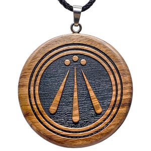 Custom Wooden Awen Pendant, Handmade Awen Necklace, Unique Druid Necklace, Celtic Pagan Jewelry, Viking Witch Wicca Wiccan Jewelry