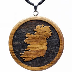 Personalized Wooden Irish Map Necklace, Irish Jewelry, Travel Jewelry, Ireland Charm, Scotland Jewelry, Irish, Ireland, Gift For Traveler