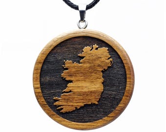 Personalisierte hölzerne Irland Halskette, irischer Reiseschmuck