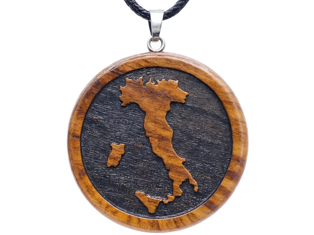 Unique Wooden Italy Map Pendant Necklace Personalized Italy Map