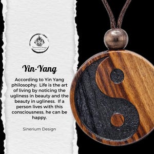 Engraved Wooden Yin Yang Necklace, Ying Yang Pendant | Handmade Custom Boho Chinese Jewelry | Yoga & Meditation Gift, Anniversary Gift