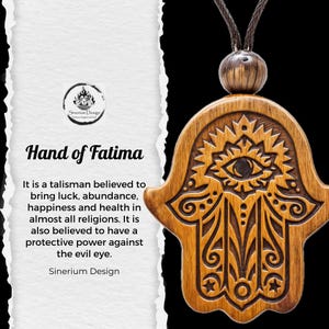 Handmade Wooden Hamsa Necklace, Hamsa Pendant, Hamsa Hand, Hand of God, Evil Eye Neckace, Personalized Gifts, Jewish Jewelry, Islamic Gift