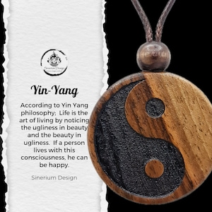 Personalized Yin Yang Necklace, Yin Yang Pendant, Yin Yang, Ying Yang, Carved Wood, Tai Chi, Tao, Buddhism, Chakra, Boho, Hippie jewelry