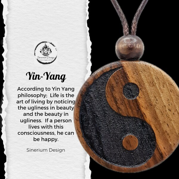 Collier Yin Yang personnalisé, Pendentif Yin Yang, Yin Yang, Ying Yang, Bois sculpté, Tai Chi, Tao, Bouddhisme, Chakra, Boho, Bijoux hippie