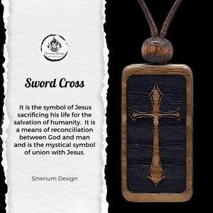 Handcrafted Wooden Sword Cross Pendant: Christian Jewelry for Baptism, Confirmation & St. Patrick&#39;s Day