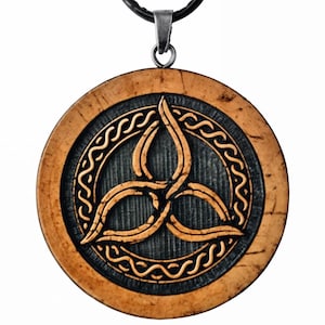 Wooden Triquetra Necklace, Handmade Celtic Dara Knot Pendant | Irish Protection Necklace for Men, Anniversary Gift for Him, Boyfriend Gift