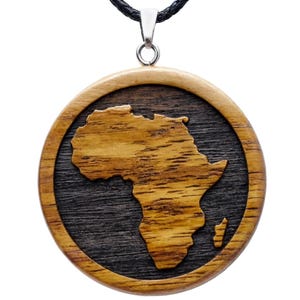 Collier carte de l'Afrique en bois fait main personnalisé, carte de l'Afrique, afro-américain, africain, Afrique, cadeau de voyage, cadeau pour elle, cadeau pour lui