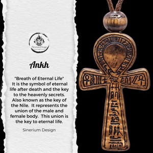 Hand Carved Wood Ankh Necklace, Ankh Symbol, Handmade Egyptian Jewelry, Wooden Ancient Egyptian Necklace, African Jewelry, Gifts for Her Him