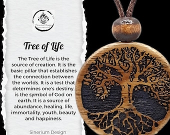 Collier arbre de vie en bois personnalisé, pendentif arbre de vie, arbre de vie, yggdrasil, scandinave, viking, celtique, païen, nordique, maman, femme