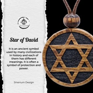 Wooden Star Of David Necklace, Star Of David Pendant, Magen David, Jewish Necklace, Jewish Jewelry, Mitzvah Gift, Hanukkah Gift, Jewish Gift