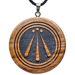 Wooden Awen Pendant, Druid Necklace for Men | Handmade Celtic Jewelry, Pagan Protection Amulet, Unique Witch Jewelry, Personalized Gift
