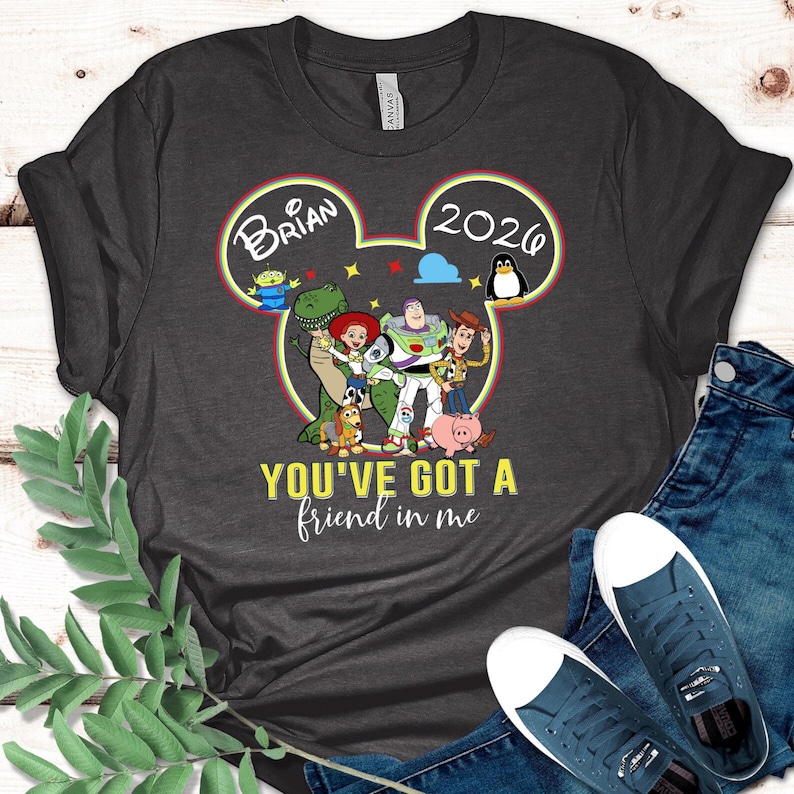 Camiseta familiar a juego de Toy Story de Disney Hollywood Studios 2026, camiseta de Buzz Lightyear y Woody, camiseta "Tienes un amigo en mí", camisetas Disney imagen 2