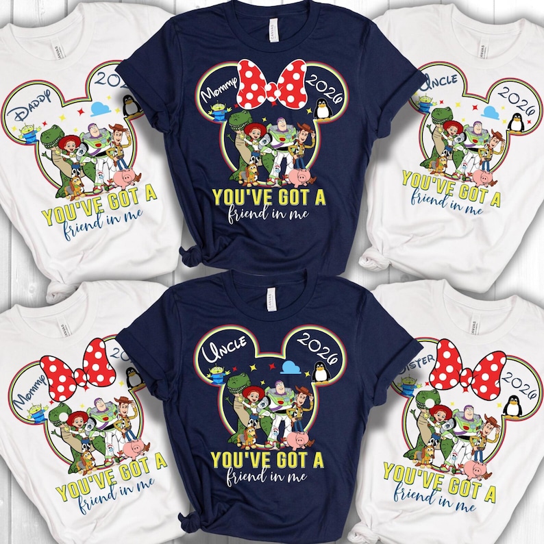 Camiseta familiar a juego de Toy Story de Disney Hollywood Studios 2026, camiseta de Buzz Lightyear y Woody, camiseta "Tienes un amigo en mí", camisetas Disney imagen 1