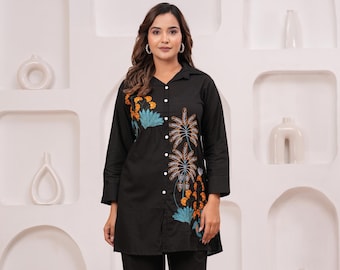 Black Embroidered Kurta Set | Cotton Pakistani Outfit