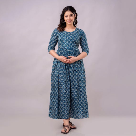 cotton maxi dress for pregnancy Gold Bohemian Dream Crochet Cotton Maternity Maxi Dress