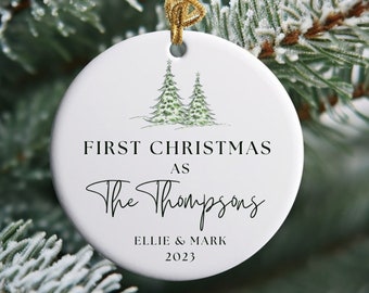 First Christmas Married Ornament - Mr and Mrs Tree Christmas Ornament - Our First Christmas Married as Last name Ornament - Personalized