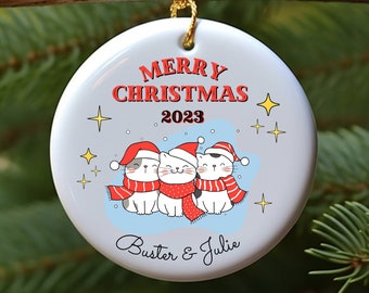 Personalized Cat lover Christmas Ornament, Hanging Stockings Ornament, Custom Christmas Bauble, Family Gift, Christmas Family Decoration