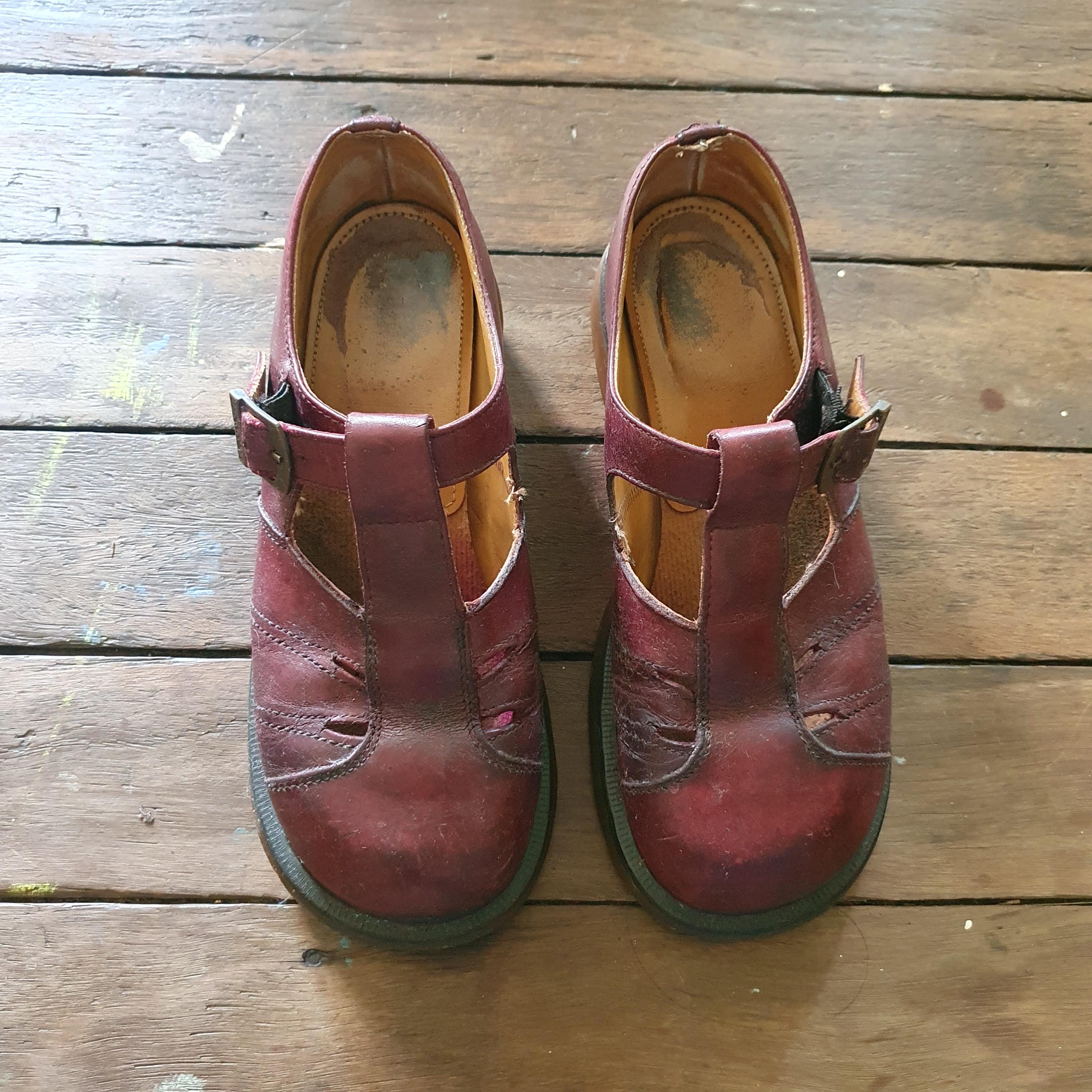 Red Dr Martens Mary Jane Shoes Etsy