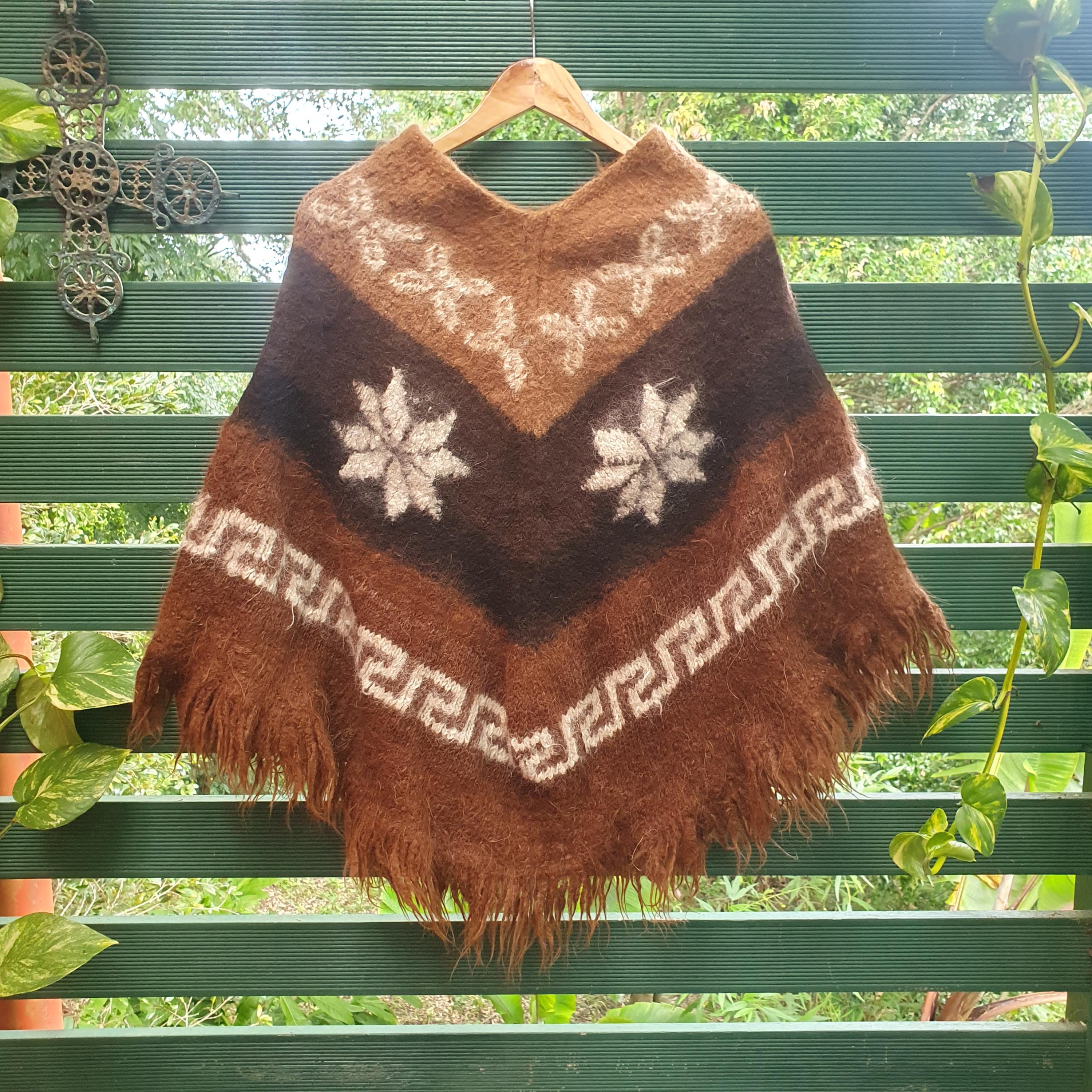 ジャケット・アウター Vintage 70s Peru alpaca poncho Vintage 70s Hand Woven Peruvian Bolero Poncho Wool Alpaca