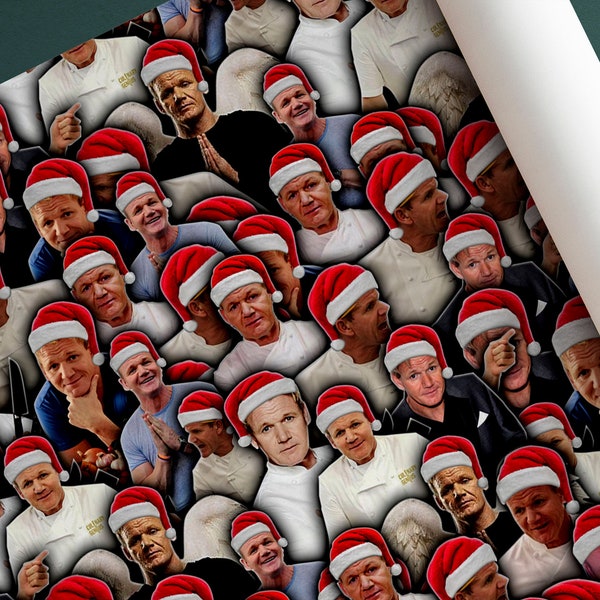 Gordon Ramsay Wrapping Paper - Christmas Wrapping Paper - Gordon Ramsay Santa Hat Wrap