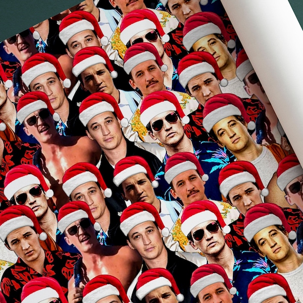 Miles Teller Wrapping Paper - Christmas Wrapping Paper - Miles Teller Santa Hat Wrap