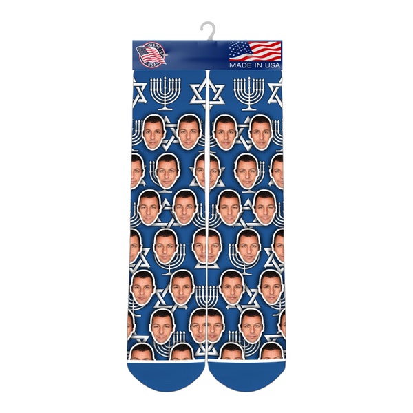 Adam Sandler Socks Happy Hanukkah Socks - Cadeau de célébrité personnalisé - Cadeau Hanoukka