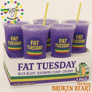 Kajun Loaded Tea- Fat Tuesday- Broken Heart - 5 Pack Herbal Energy Tea, Lit Tea, Mega Tea Bomb