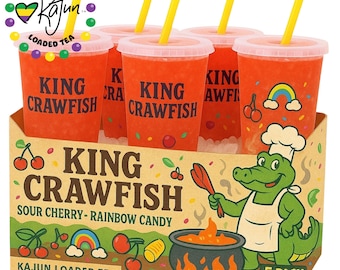 Kajun Loaded Tea - King Crawfish - Red Sweet Tart - 5 Pack Herbal Energy Tea, Lit Tea, Mega Tea Bomb