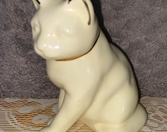 ヴィンテージ子猫の置物：白い陶器の猫セット（耳が欠けている