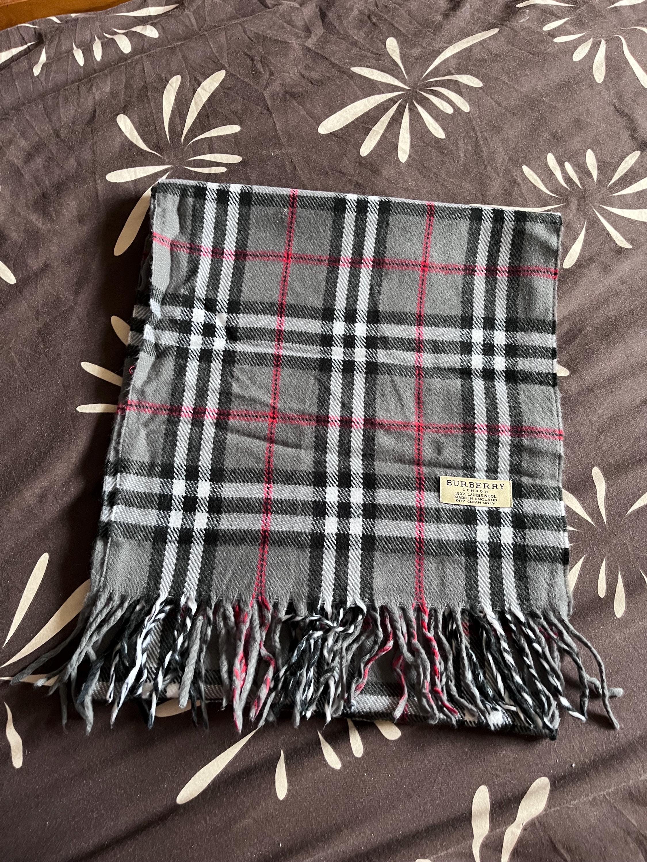 Vintage Burberry Scarf: Grey Tartan Lambswool, Made in England - Etsy