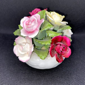 Aynsley England Flower Posy Pot - Floral Fine Bone China Hand Modelled