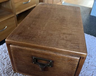 Antique Oak Filing Cabinet Index Desk Drawer