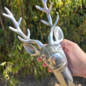 Metal Wall Mounted Stag Head Deer head Figurine silver chrome