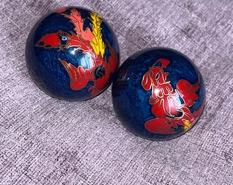 Boules de fer Baoding chinoises avec carillons, peintes à la main, pour soulager le stress et pratiquer la thérapie Yin Yang.
