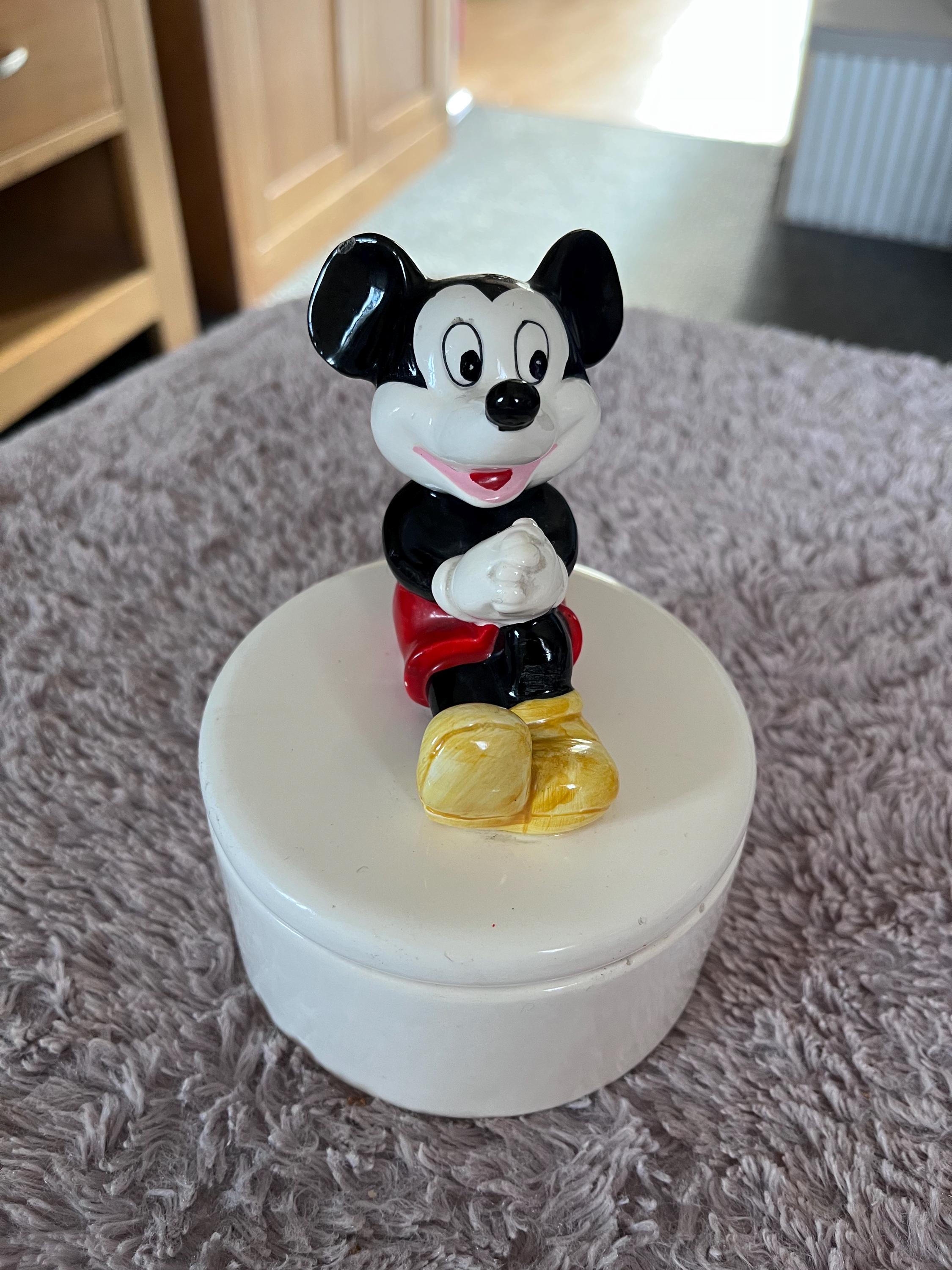 Vintage Disney Mickey Mouse Trinket Dish With Lid (hairline Crack